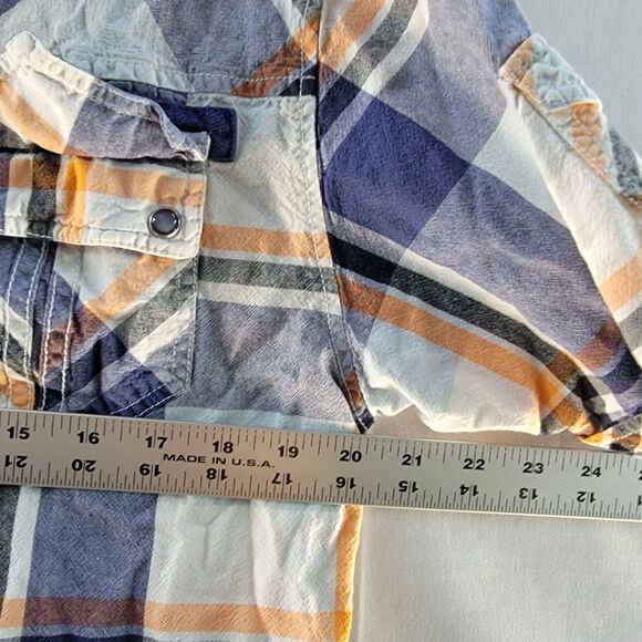 Escapism Casual Plaid Multi-Color 100% Cotton Snap Button Short Sleeves Shirt XL - Picture 5 of 6